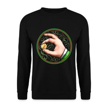 A Hand Holding An Irish Golden Coin On St - Unisex Pullover - Schwarz - Vorne - Alina (178cm) & Michal (187cm)