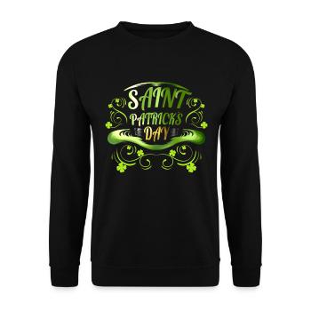 Green Hat And Shamrocks Logo For St Patricks Day - Unisex Pullover - Schwarz - Vorne - Alina (178cm) & Michal (187cm)