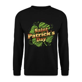 Stylized Four Leaf Clover Shamrock For St - Unisex Pullover - Schwarz - Vorne - Alina (178cm) & Michal (187cm)