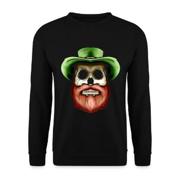 Crâne avec chapeau vert et barbe rouge pour St - Sweat-shirt Unisexe - noir - Devant - Alina (178cm) & Michal (187cm)