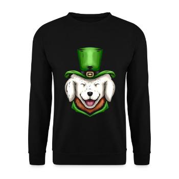 Cute White Dog Golden Retriever Green Hat St - Unisex Pullover - Schwarz - Vorne - Alina (178cm) & Michal (187cm)