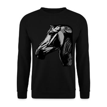 Pferd Tier Motiv - Unisex Pullover - Schwarz - Vorne - Alina (178cm) & Michal (187cm)