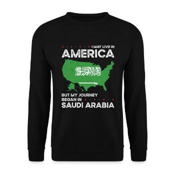 Born Saudi Arabian Saudi Arabia American USA - Unisex Sweatshirt - black - Front - Alina (178cm) & Michal (187cm)