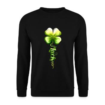 Four Leaf Clover Plant Shamrock Luck On St - Unisex Pullover - Schwarz - Vorne - Alina (178cm) & Michal (187cm)