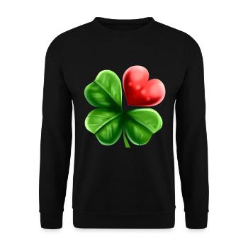 Four Leaf Clover Shamrock With Heart For St - Unisex Pullover - Schwarz - Vorne - Alina (178cm) & Michal (187cm)