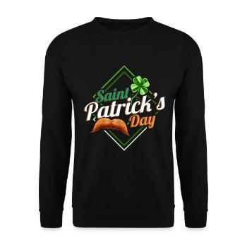 Four Leaf Clover And Moustache Logo On St - Unisex Pullover - Schwarz - Vorne - Alina (178cm) & Michal (187cm)