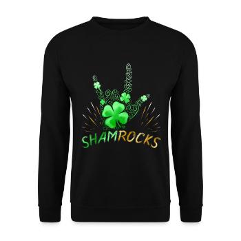 Shamrock Clover Sham Rocks Sign Of Horns St - Unisex Pullover - Schwarz - Vorne - Alina (178cm) & Michal (187cm)