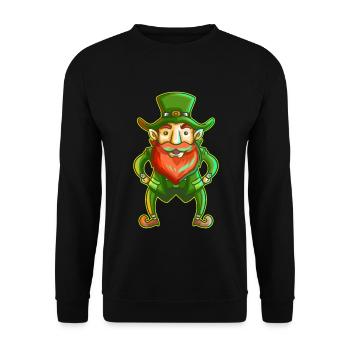Cute Kawaii Leprechaun For St Patricks Day - Unisex Pullover - Schwarz - Vorne - Alina (178cm) & Michal (187cm)