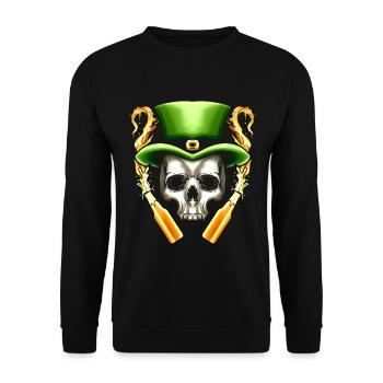 Skull With Leprechauns Hat And Beer Party St - Unisex Pullover - Schwarz - Vorne - Alina (178cm) & Michal (187cm)