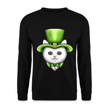 Chat Kawaii mignon avec chapeau Leprechauns sur St - Sweat-shirt Unisexe - noir - Devant - Alina (178cm) & Michal (187cm)