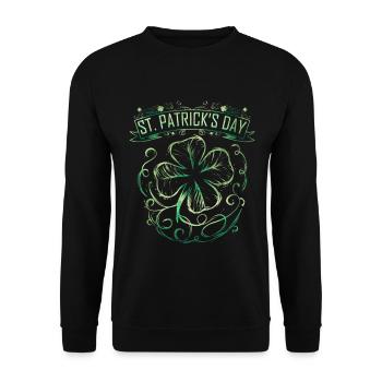 Vintage Label Four Leaf Clover Shamrock On St - Unisex Pullover - Schwarz - Vorne - Alina (178cm) & Michal (187cm)