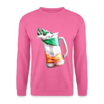 Irish Flag Coloured Glass Of Beer On St Patricks - Unisex Pullover - Pink - Vorne