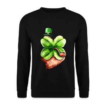 Leprechaun Shamrock With Pipe, Hat And Beard St - Unisex Sweatshirt - black - Front - Alina (178cm) & Michal (187cm)