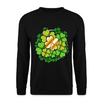 Golden Four Leaf Clover Shamrock Logo For St - Unisex Pullover - Schwarz - Vorne - Alina (178cm) & Michal (187cm)