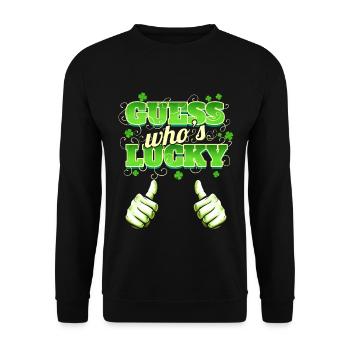 Deux coups montrant Devinez qui a de la chance sur St - Sweat-shirt Unisexe - noir - Devant - Alina (178cm) & Michal (187cm)