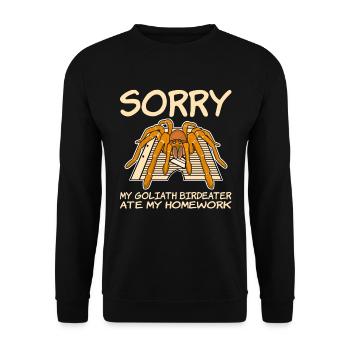 My tarantula ate my homework - Unisex Sweatshirt - black - Front - Alina (178cm) & Michal (187cm)