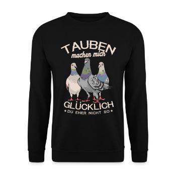 Brieftauben Brieftaubensport Taubenzucht Tauben - Unisex Pullover - Schwarz - Vorne - Alina (178cm) & Michal (187cm)