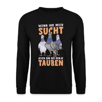 Brieftauben Brieftaubensport Taubenzucht Tauben - Unisex Pullover - Schwarz - Vorne - Alina (178cm) & Michal (187cm)