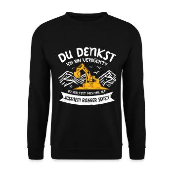 Bagger Baggerführer Baustelle Bauarbeiter für - Unisex Pullover - Schwarz - Vorne - Alina (178cm) & Michal (187cm)
