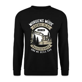 Bagger Baggerführer Baustelle Bauarbeiter für - Unisex Pullover - Schwarz - Vorne - Alina (178cm) & Michal (187cm)