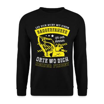 Bagger Baggerführer Baustelle Bauarbeiter für - Unisex Pullover - Schwarz - Vorne - Alina (178cm) & Michal (187cm)
