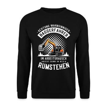 Bagger Baggerführer Baustelle Bauarbeiter für - Unisex Pullover - Schwarz - Vorne - Alina (178cm) & Michal (187cm)