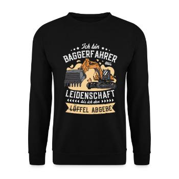 Bagger Baggerführer Baustelle Bauarbeiter für - Unisex Pullover - Schwarz - Vorne - Alina (178cm) & Michal (187cm)