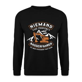 Bagger Baggerführer Baustelle Bauarbeiter für - Unisex Pullover - Schwarz - Vorne - Alina (178cm) & Michal (187cm)