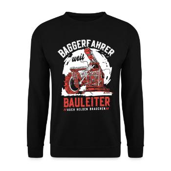 Bagger Baggerführer Baustelle Bauarbeiter für - Unisex Pullover - Schwarz - Vorne - Alina (178cm) & Michal (187cm)