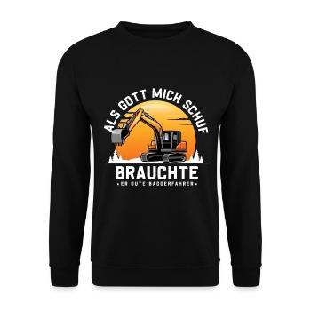 Bagger Baggerführer Baustelle Bauarbeiter für - Unisex Pullover - Schwarz - Vorne - Alina (178cm) & Michal (187cm)