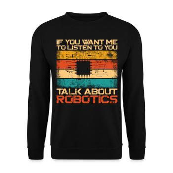 Robot Robotique Ingénieur Rétro - Sweat-shirt Unisexe - noir - Devant - Alina (178cm) & Michal (187cm)