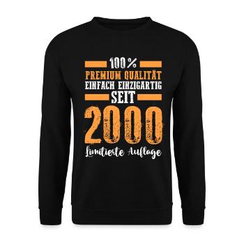 2000 23 Jahre Geburtstag - Unisex Pullover - Schwarz - Vorne - Alina (178cm) & Michal (187cm)
