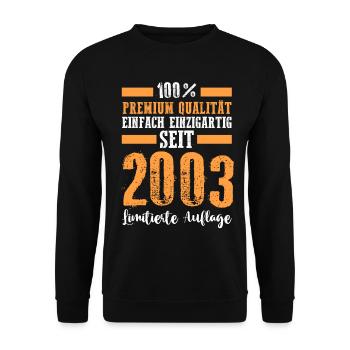 2004 20 Jahre Geburtstag - Unisex Pullover - Schwarz - Vorne - Alina (178cm) & Michal (187cm)