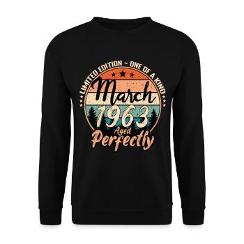 März 1963 Jubiläum 1963 Legenden März - Unisex Pullover - Schwarz - Vorne - Alina (178cm) & Michal (187cm)