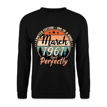 März 1961 Jubiläum 1961 Legenden März - Unisex Pullover - Schwarz - Vorne - Alina (178cm) & Michal (187cm)