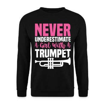 Funny Never Under Estimate A Girl With A Trumpet F - Unisex Sweatshirt - black - Front - Alina (178cm) & Michal (187cm)