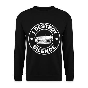 Drôle je détruis le silence pour Trupet Player - Sweat-shirt Unisexe - noir - Devant - Alina (178cm) & Michal (187cm)