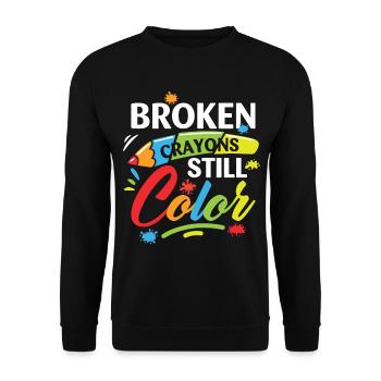 Broken Crayons Still Color For Mental Health Aware - Unisex Pullover - Schwarz - Vorne - Alina (178cm) & Michal (187cm)
