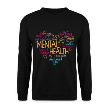 Sensibilisation à la santé mentale Santé mentale Cœur - Sweat-shirt Unisexe - noir - Devant - Alina (178cm) & Michal (187cm)