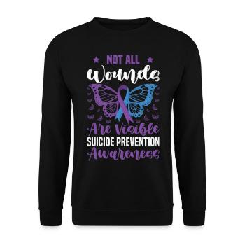 Toutes les blessures ne sont pas visibles Prévention du suicide en guerre - Sweat-shirt Unisexe - noir - Devant - Alina (178cm) & Michal (187cm)