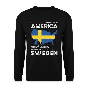 Né en Suède Suède Américains USA - Sweat-shirt Unisexe - noir - Devant - Alina (178cm) & Michal (187cm)
