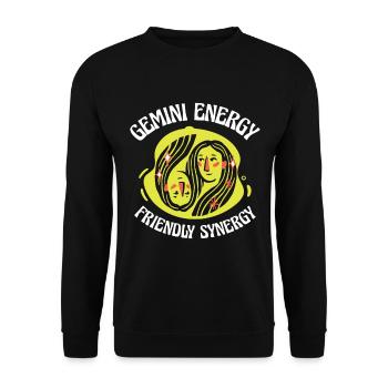 Zwillinge Energie Astrologische Dinosaurier - Unisex Pullover - Schwarz - Vorne - Alina (178cm) & Michal (187cm)