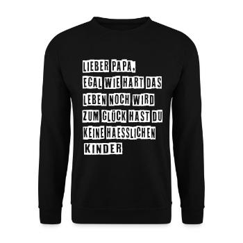 Bester Papa Vater Vatertag Vater und Sohn - Unisex Pullover - Schwarz - Vorne - Alina (178cm) & Michal (187cm)