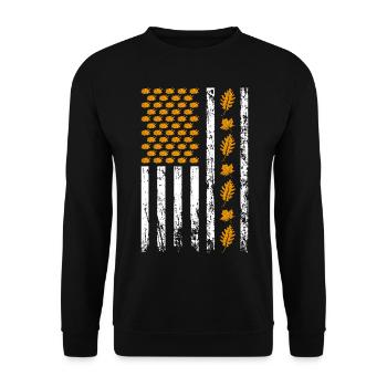 American Fall Season Flag Fall Vibes Holiday - Unisex Sweatshirt - black - Front - Alina (178cm) & Michal (187cm)