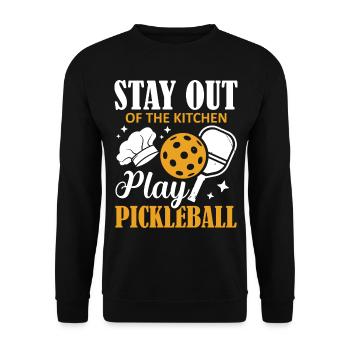 Stay Out of the Kitchen Pickleball Play Sports Chef - Unisex Sweatshirt - black - Front - Alina (178cm) & Michal (187cm)