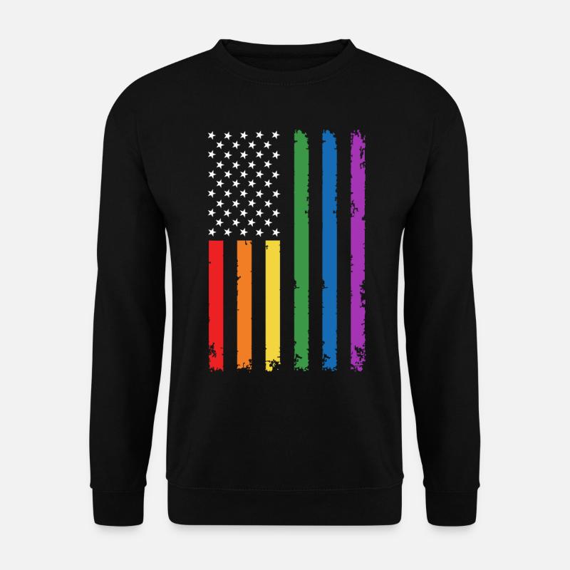 Amerikanischer Lgbtq-stolz Regenbogenfahne - Unisex Pullover - Schwarz