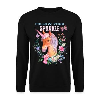 Unicorn, unicorns with flowers and saying - Unisex Sweatshirt - black - Front - Alina (178cm) & Michal (187cm)