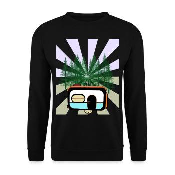 Wohnwagen Campingwagen Bauwagen Naturliebhaber Öko - Unisex Pullover - Schwarz - Vorne - Alina (178cm) & Michal (187cm)