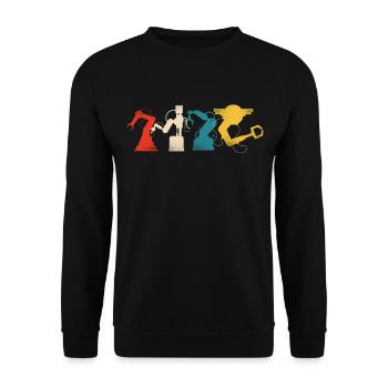 Robot Robotics Engineer Retro - Unisex Sweatshirt - black - Front - Alina (178cm) & Michal (187cm)