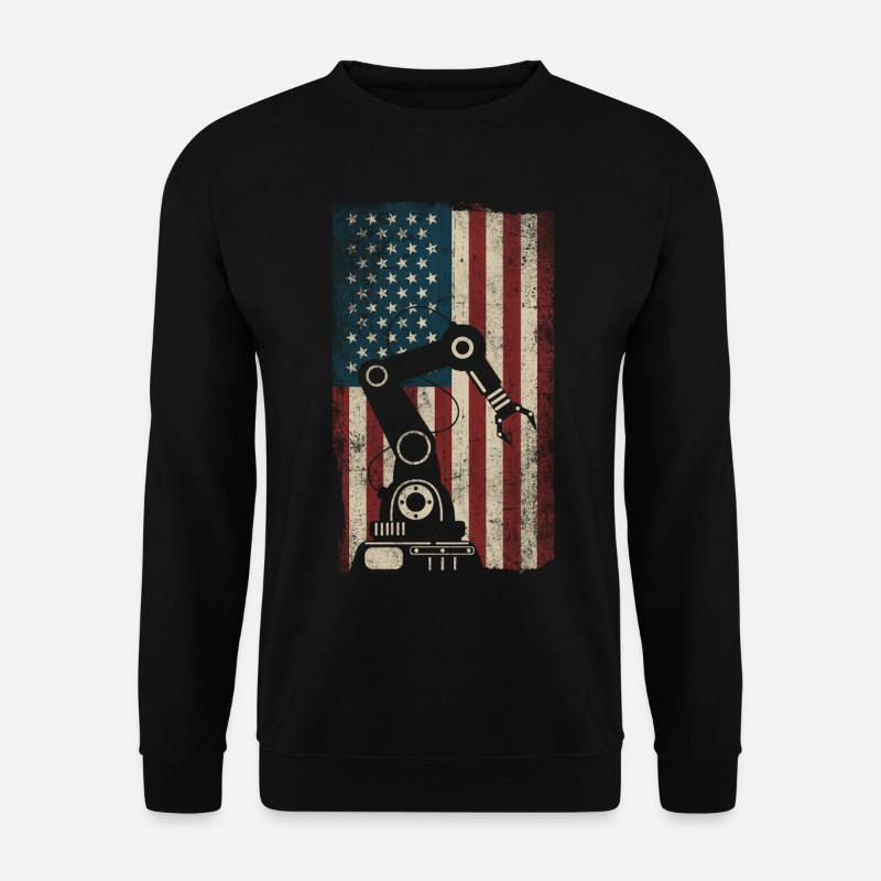 Robot Robotics Engineer American - Unisex Sweatshirt - black